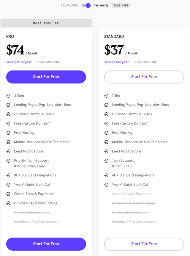 Leadpages Pricing Plan